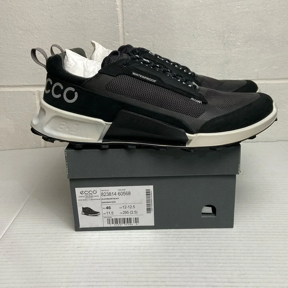 NIB ECCO Biom 2.1 X Mountain Men's Nubuck Waterproof Outdoor Sneaker‎ EU46 Black